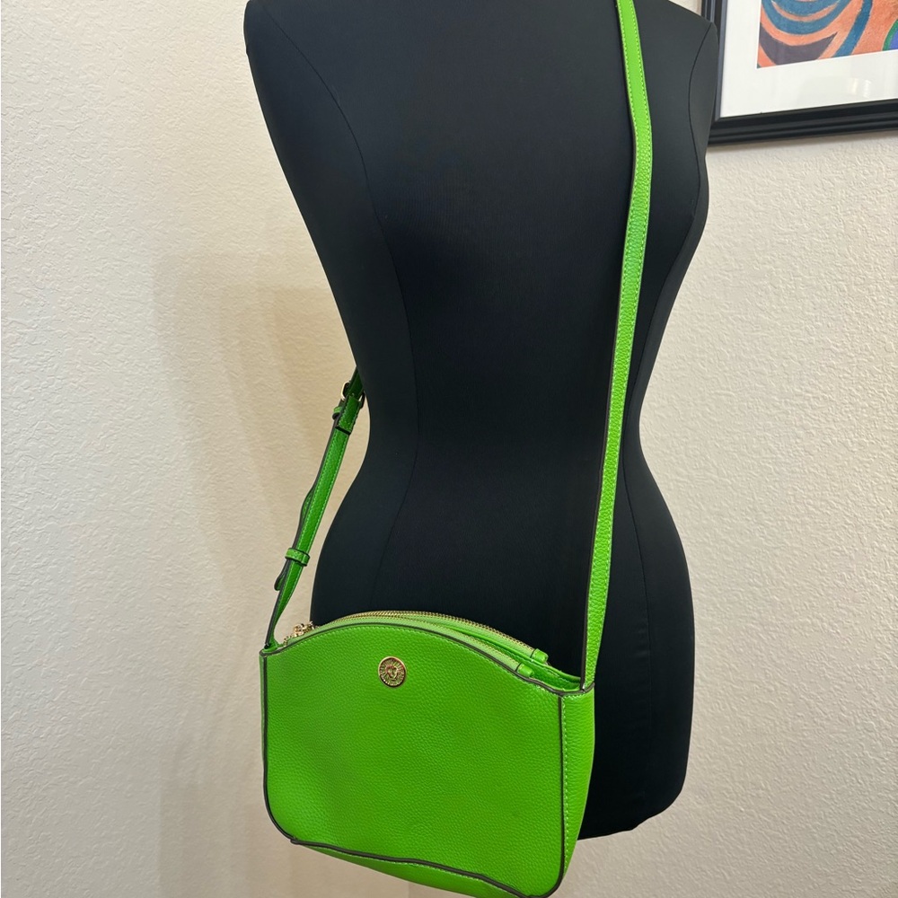Vibrant Green Anne Klein Crossbody Bag with Gold Accent